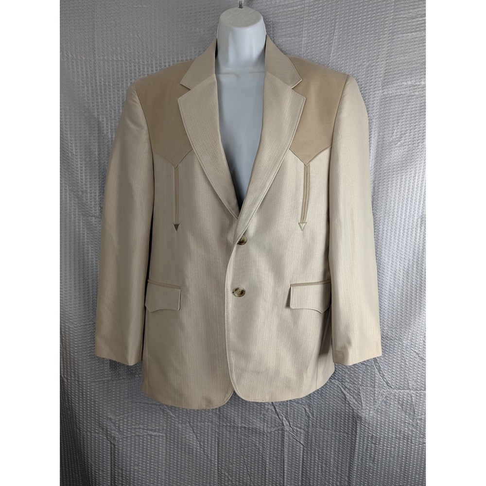 Circle S Western Blazer Jacket Mens 40S Tan Yoke Sport Coat Dallas Texas